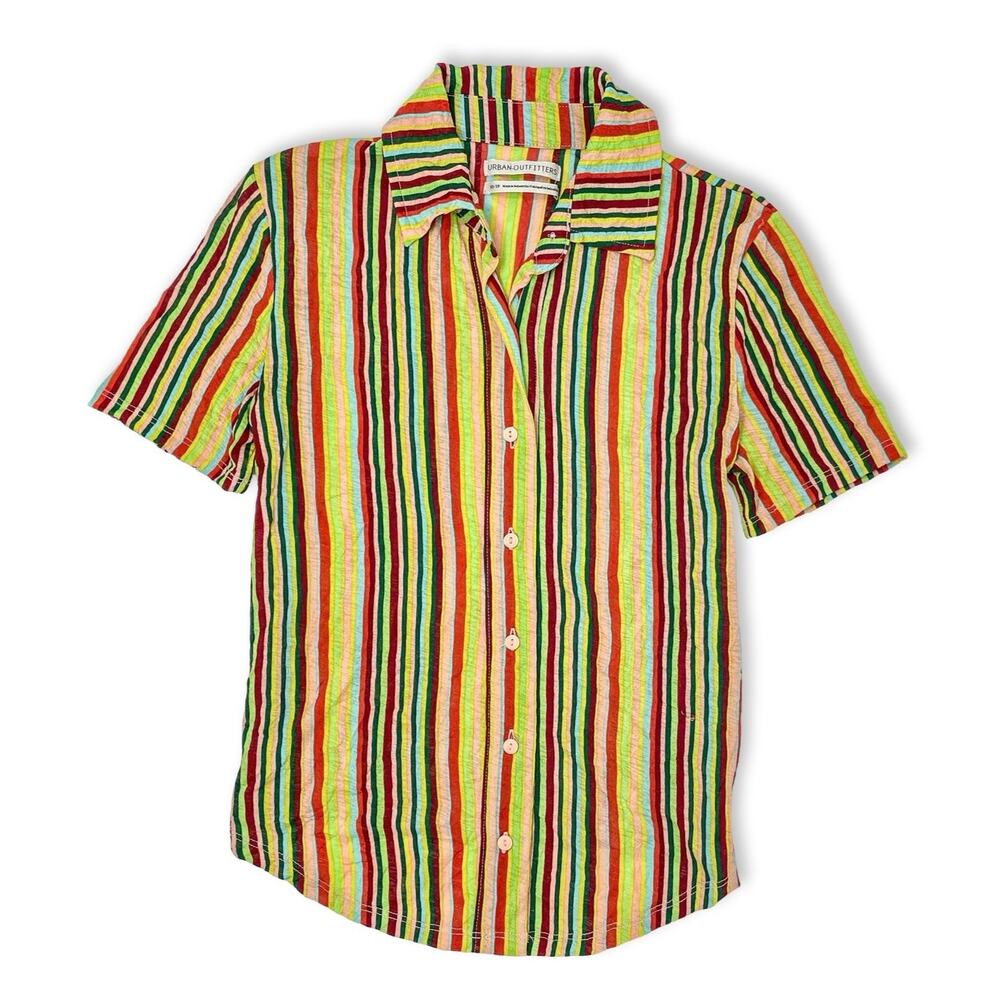 Urban Outfitters striped chiffon button-up blouse multicolor women XS